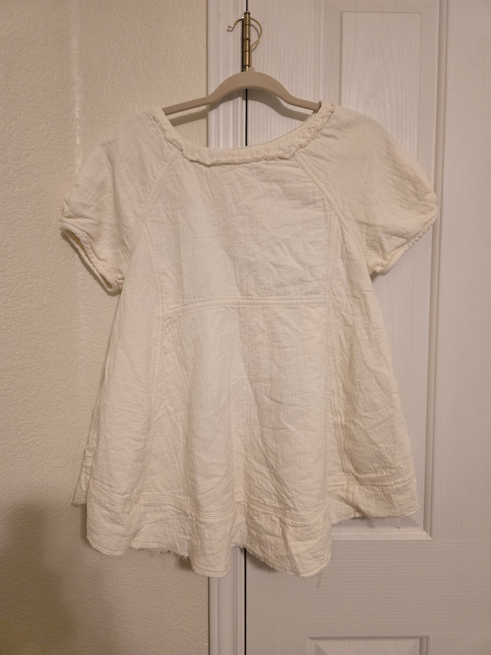 We The Free Cream Short-Sleeve Tunic Peasant Top